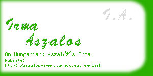 irma aszalos business card